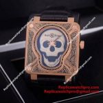 Bell and Ross Copy Instruments BR-01 Burning Skull 46mm Rose Gold Watch 